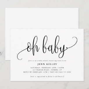 Invitación Oh Baby Calligraphy Baby Shower