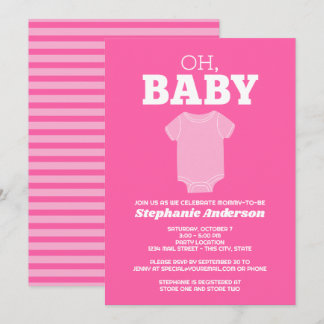 Invitación Oh Baby - Camiseta Caprichosa Rosa Pastel para Bab