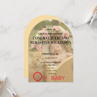 Invitación Oh Baby Cat Foto Arco para Baby Shower