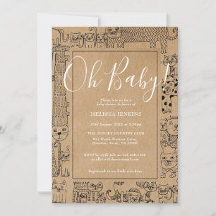 Invitación Oh Baby Cats Rústicos Baby Shower