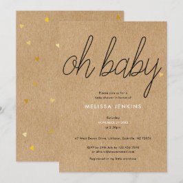 Invitación Oh Baby Chic Script Baby Shower / Sprinkle Rústico