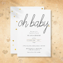 Invitación Oh Baby Chic Script Oro Corazón Baby Shower