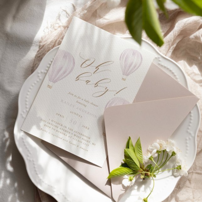 Invitación Oh Baby - Chica Hot Air Balloon Baby Shower (Subido por el creador)