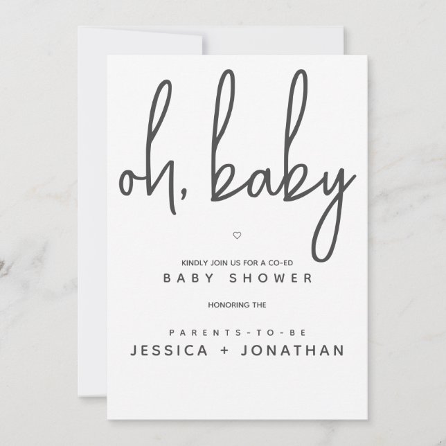 Invitación Oh baby Co-Ed Minimal Simple Baby Shower (Anverso)