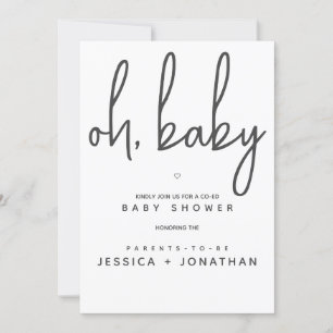Invitación Oh baby Co-Ed Minimal Simple Baby Shower