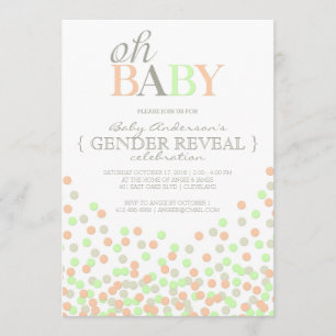 Invitación Oh Baby Confetti Fiesta de Revelación de Género   
