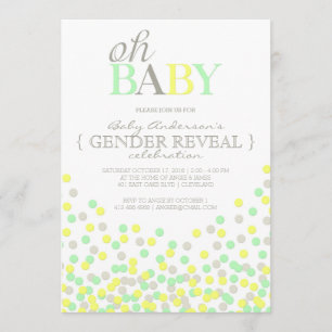 Invitación Oh Baby Confetti Fiesta de Revelación de Género