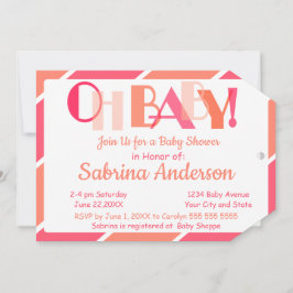 Invitación Oh Baby Coral Moderno Typography Baby Shower
