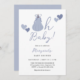Invitación Oh Baby Cumpkin Azul Bow Boy Baby Shower