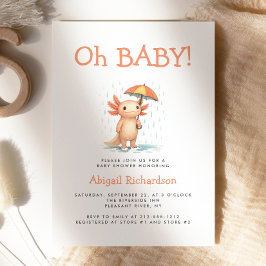Invitación Oh Baby Cute Axolotl Baby Shower