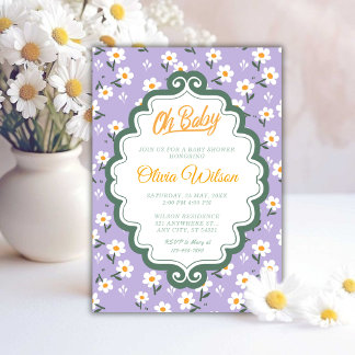 Invitación Oh Baby | cute Daisy Baby Shower