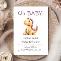 Oh Baby Cute Naranja Purple Dinosaur Baby Shower