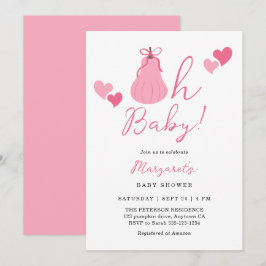 Invitación Oh Baby Cute Pink Bow Chica Baby Shower