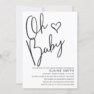 Invitación Oh Baby Cute Simple Gender Neutral Baby Shower