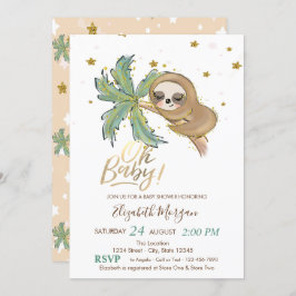 Invitación Oh Baby Cute Sleeping Sloter Baby Shower
