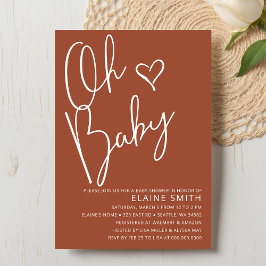 Invitación Oh Baby Cute Terracotta Género Neutral Baby Shower