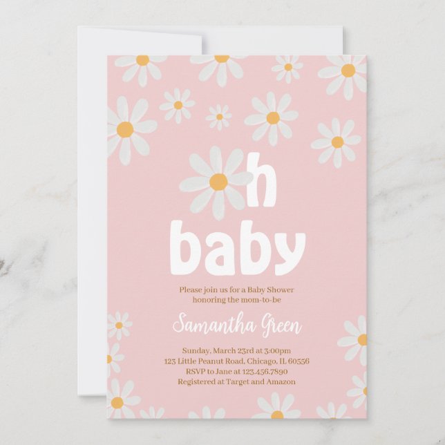 Invitación Oh Baby Daisy Baby Shower (Anverso)