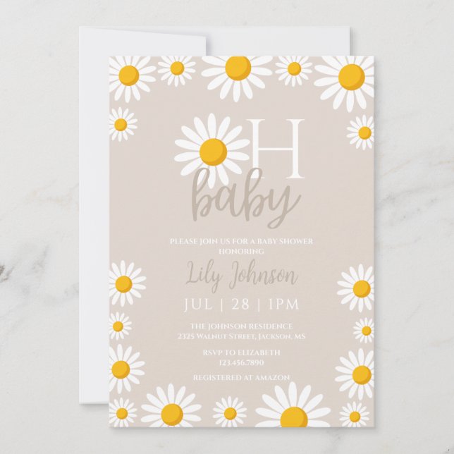 Invitación Oh Baby Daisy Neutral Baby Shower Photo QR Code (Anverso)