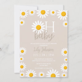 Invitación Oh Baby Daisy Neutral Baby Shower Photo QR Code