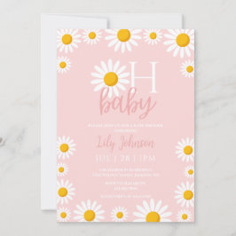 Invitación Oh Baby Daisy Pink Baby Shower Photo QR Code