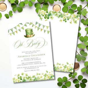Invitación Oh Baby Día de San Patricio Verde Baby Shower 