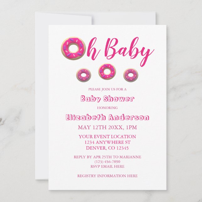 Invitación Oh Baby Donut Baby Shower (Anverso)
