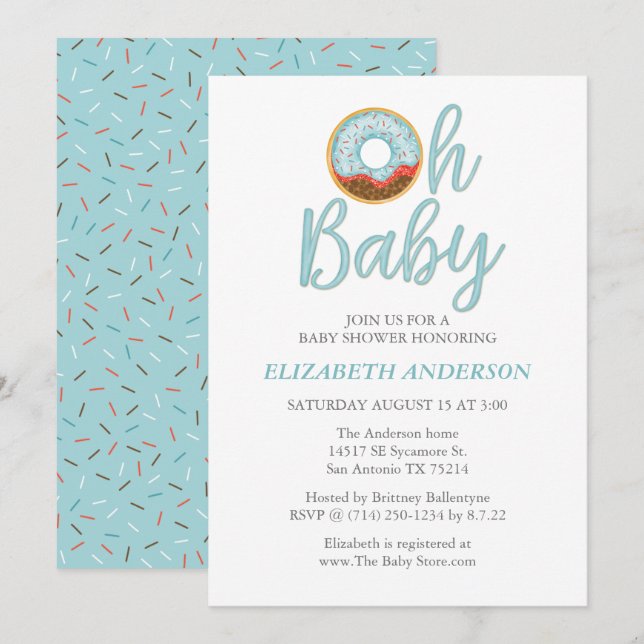 Invitación Oh Baby Donut Boy Baby Shower (Anverso / Reverso)