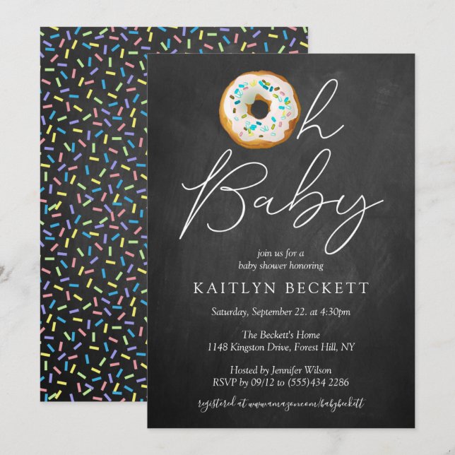 Invitación Oh Baby Donut Sprinkle Baby Shower (Anverso / Reverso)