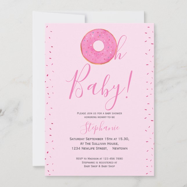 Invitación Oh Baby Donut Sprinkle Chica Baby Shower (Anverso)