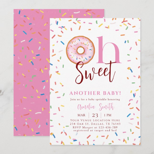 Invitación Oh Baby Donut Sprinkle Chica Baby Shower (Anverso / Reverso)