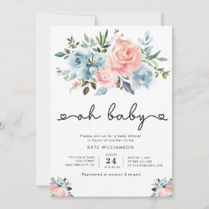 Invitación OH BABY   ducha de bebé neutra por género Invitaci