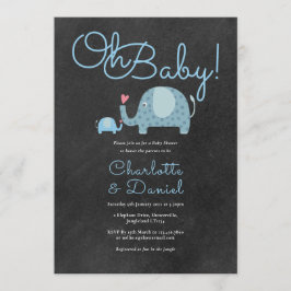 Invitación Oh Baby Elefantes Adorables Bebe Shower Parejas