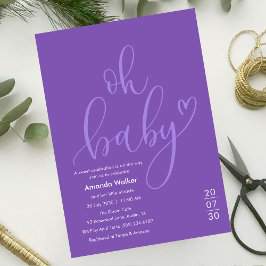 Invitación Oh Baby!  Elegant Purple Script Baby Shower