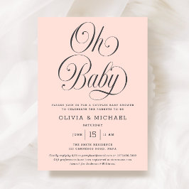 Invitación Oh Baby Elegant Script Blush Pink Girl Baby Shower