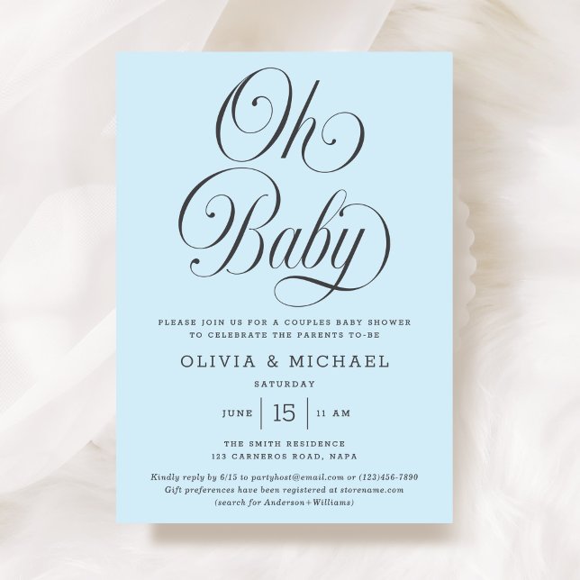 Invitación Oh Baby Elegant Script Light Blue Boy Baby Shower (Subido por el creador)