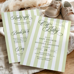 Invitación Oh Baby Elegante Letra Todo En Uno Cumpleaños de b