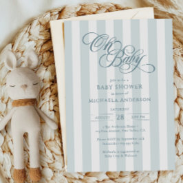 Invitación Oh Baby Elegante Letras y Rayas Fiesta de Bienveni