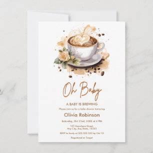 Invitación Oh Baby Está Preparándose Un Bebé Ducha de Café Ma