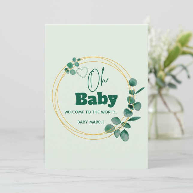 Invitación Oh Baby Eucalyptus Leaves  Baby Shower (Anverso de pie)