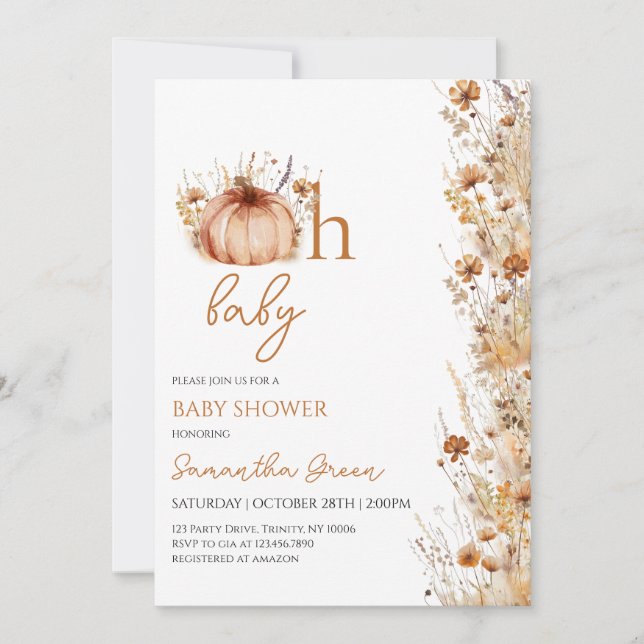 Invitación Oh Baby Fall Baby Shower (Anverso)