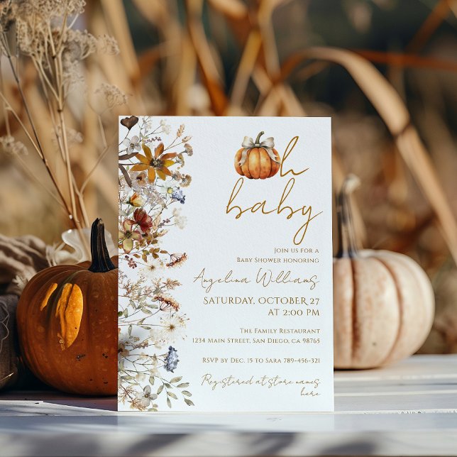 Invitación Oh Baby Fall Floral Pumpkin Baby Shower (Subido por el creador)