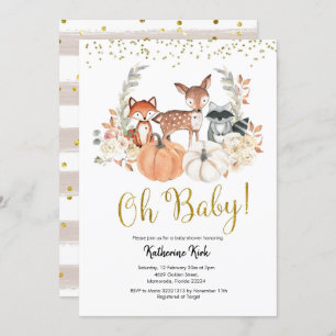 Invitación Oh Baby Fall Woodland Pumpkin Baby Shower