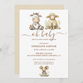 Invitación Oh Baby Farm Animals Baby Shower