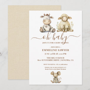 Invitación Oh Baby Farm Animals Baby Shower