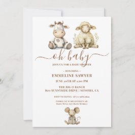 Invitación Oh Baby Farm Animals Baby Shower