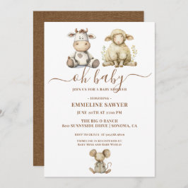 Invitación Oh Baby Farm Animals Baby Shower