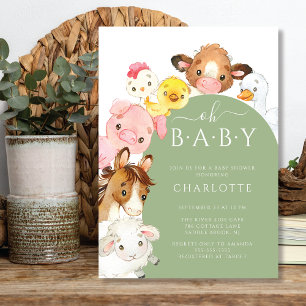 Invitación Oh Baby Farm Animals Baby Shower