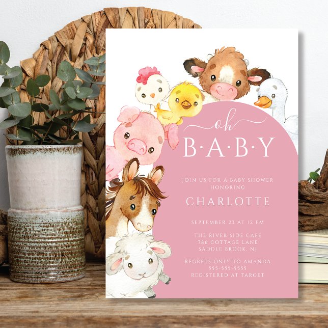 Invitación Oh Baby Farm Animals Baby Shower (Subido por el creador)