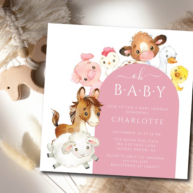 Invitación Oh Baby Farm Animals Baby Shower (Subido por el creador)
