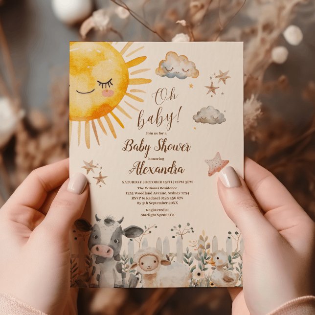 Invitación Oh Baby Farm Animals Baby Shower (Subido por el creador)